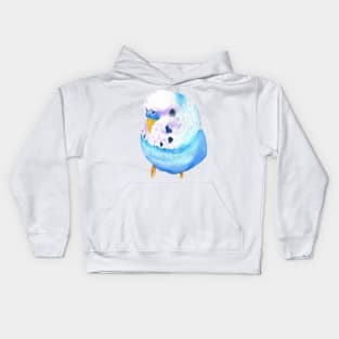 budgerigar blue and purple watercolor Kids Hoodie